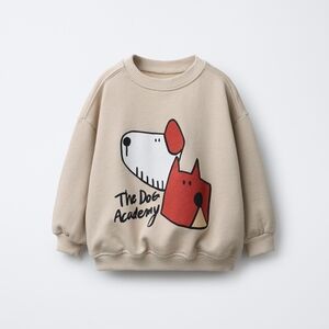 Kids Beige Dog Academy Sweatshirt